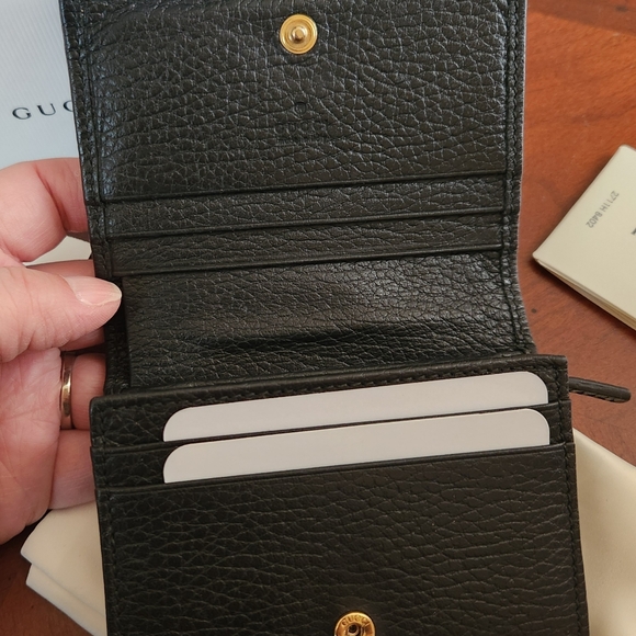 Gucci Pebbled Calfskin Butterfly Bifold Card Case Wallet - Picture 6 of 12